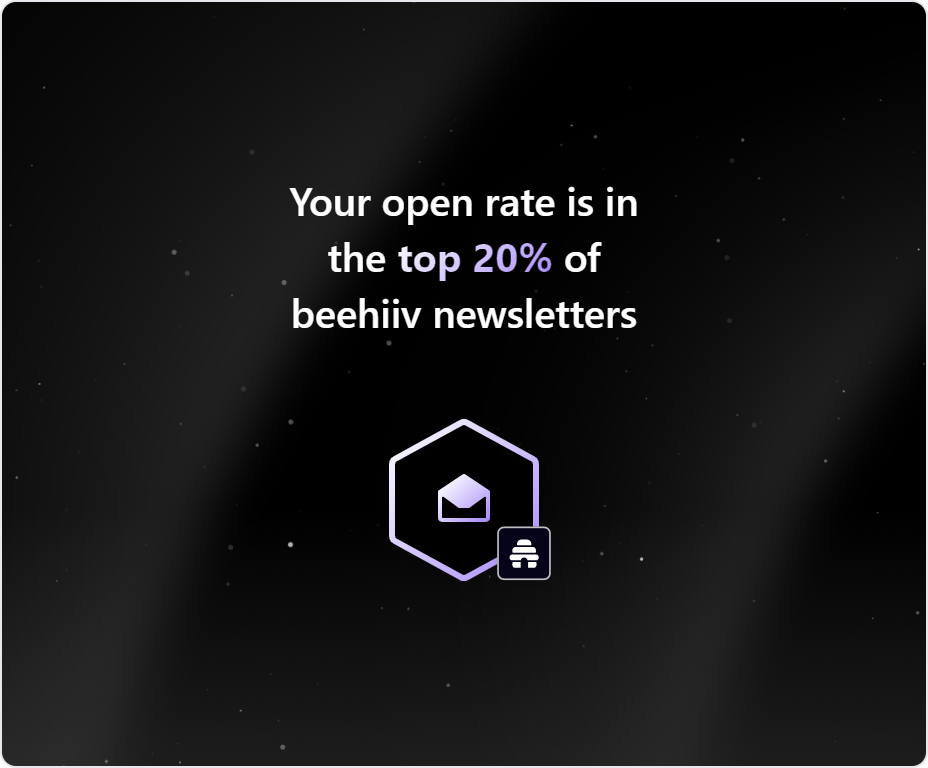 Top 20% open rate on Beehiiv